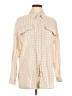 Pink Lily Checkered-gingham Ivory Long Sleeve Button-Down Shirt Size M - photo 1