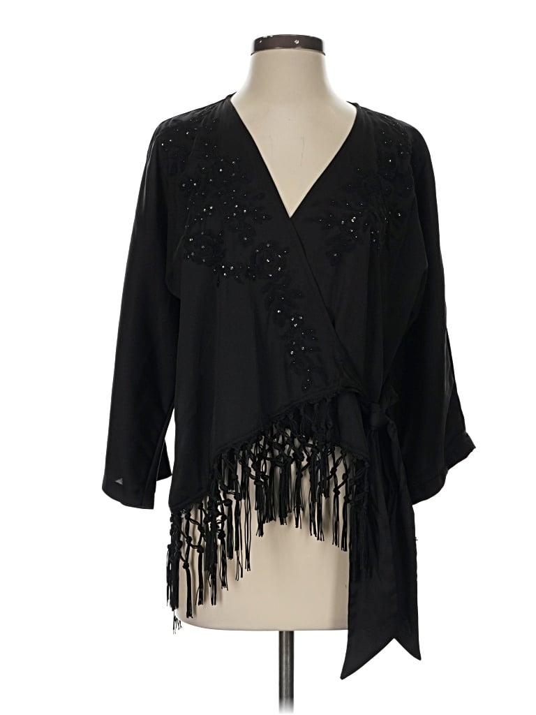 Pre-owned Zara 3/4 Sleeve Blouse In Black