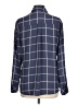 Express Outlet Plaid Blue Long Sleeve Blouse Size L - photo 2
