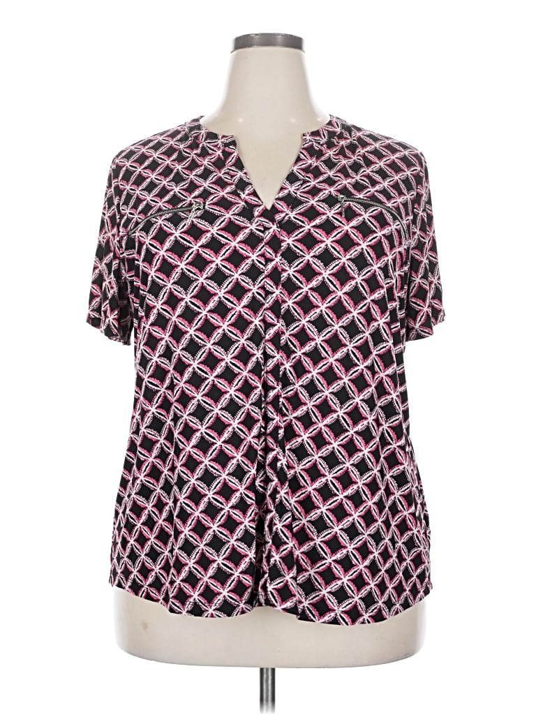 Pre-owned Jones Studio Short Sleeve Blouse In Pink