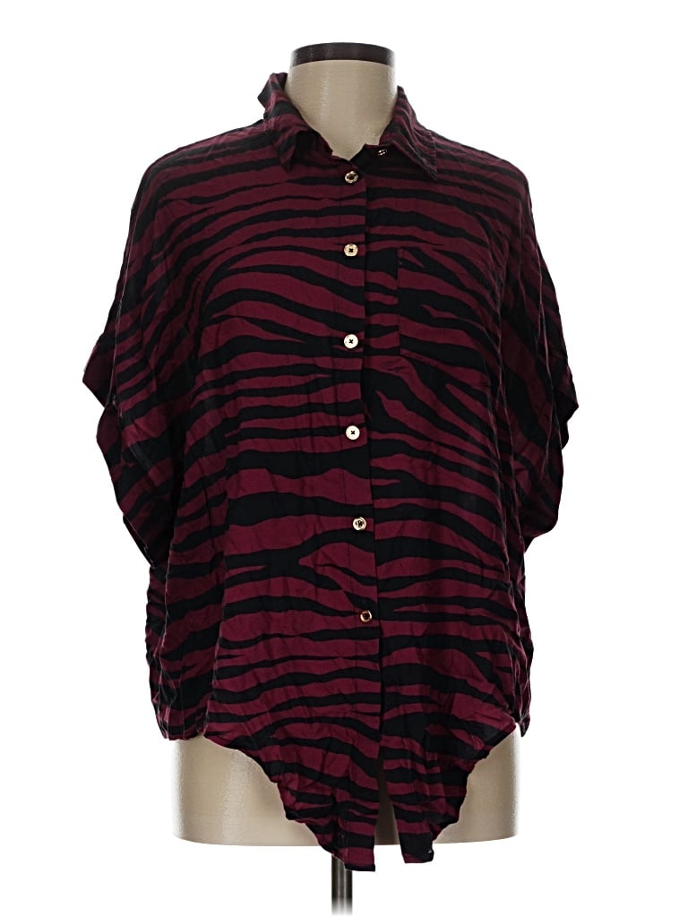Pre-owned Michael Michael Kors 3/4 Sleeve Button Down Shirt In Burgundy