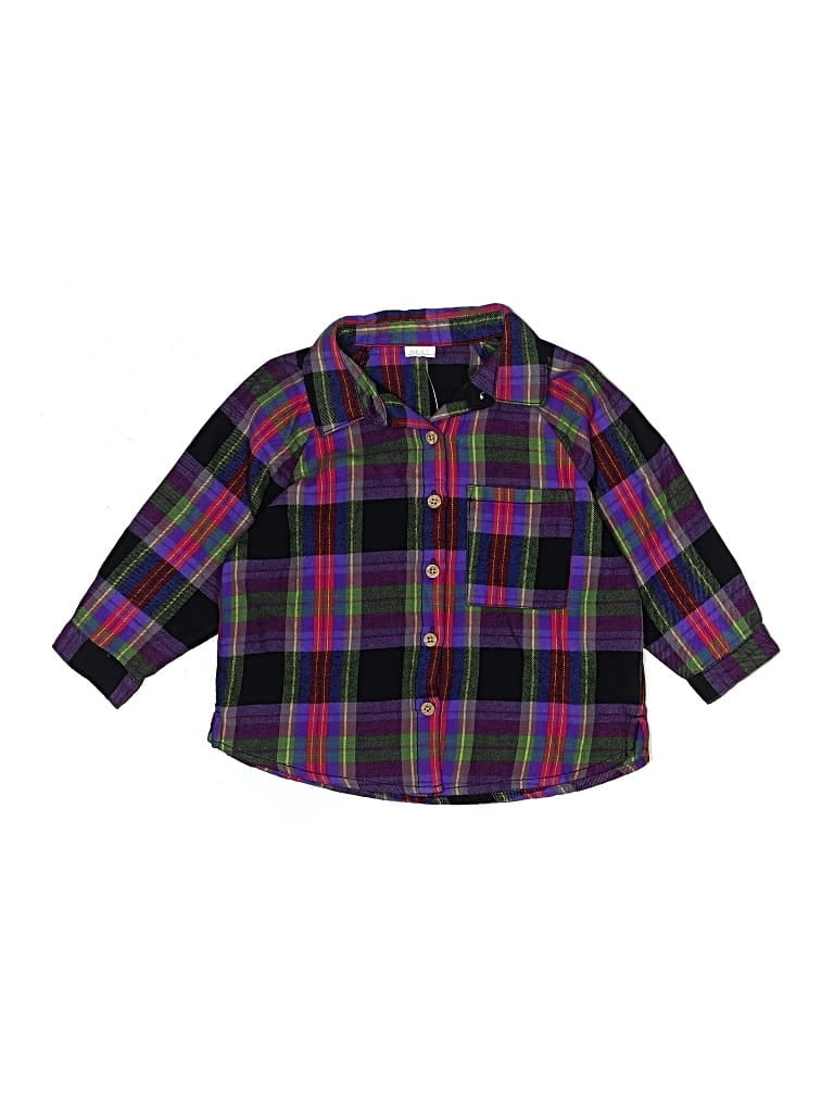 Pre-owned Next Kids' Long Sleeve Button Down Shirt In Purple