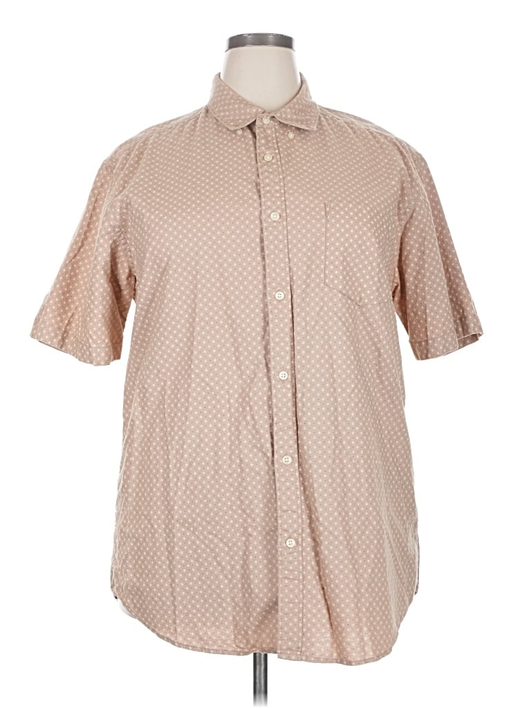 Pre-owned Assorted Brands Short Sleeve Button Down Shirt In Tan