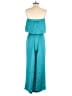 OVERLOVER 100% Polyester Solid Teal Jumpsuit Size S - photo 2