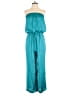 OVERLOVER 100% Polyester Solid Teal Jumpsuit Size S - photo 1