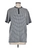 Open Edit Houndstooth Gray Short Sleeve Top Size M - photo 1
