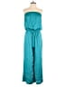OVERLOVER 100% Polyester Solid Teal Jumpsuit Size XS - photo 1