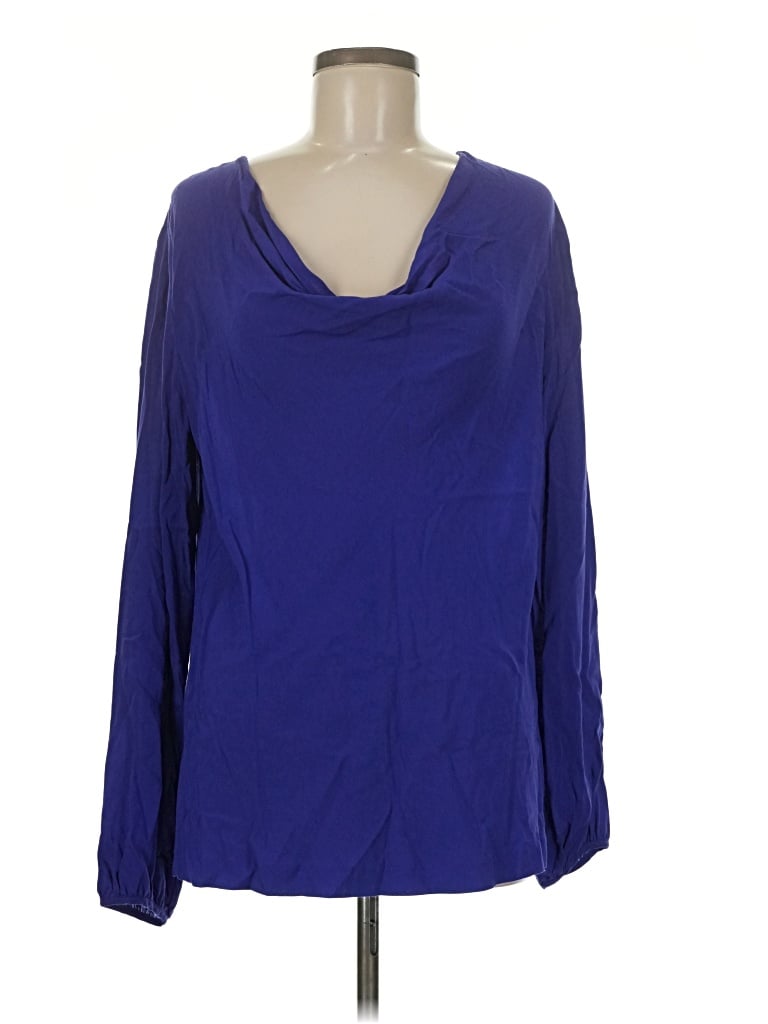 Pre-owned Theory Long Sleeve Blouse In Blue