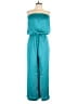 OVERLOVER 100% Polyester Solid Teal Jumpsuit Size M - photo 1