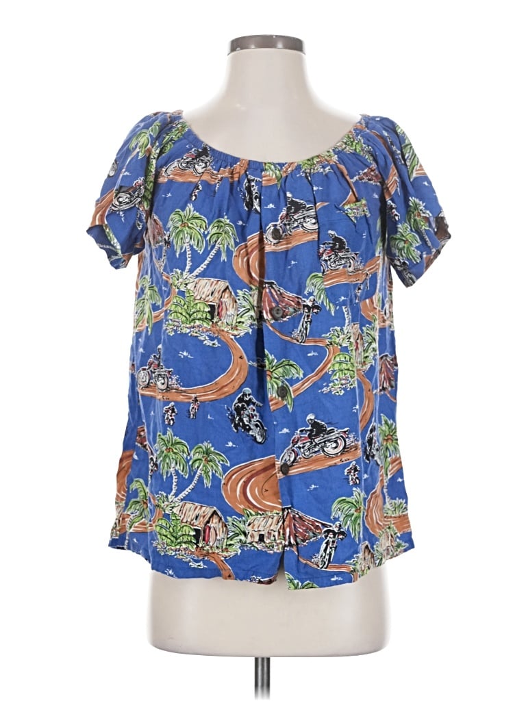 Pre-owned Urban Renewal Short Sleeve Blouse In Blue
