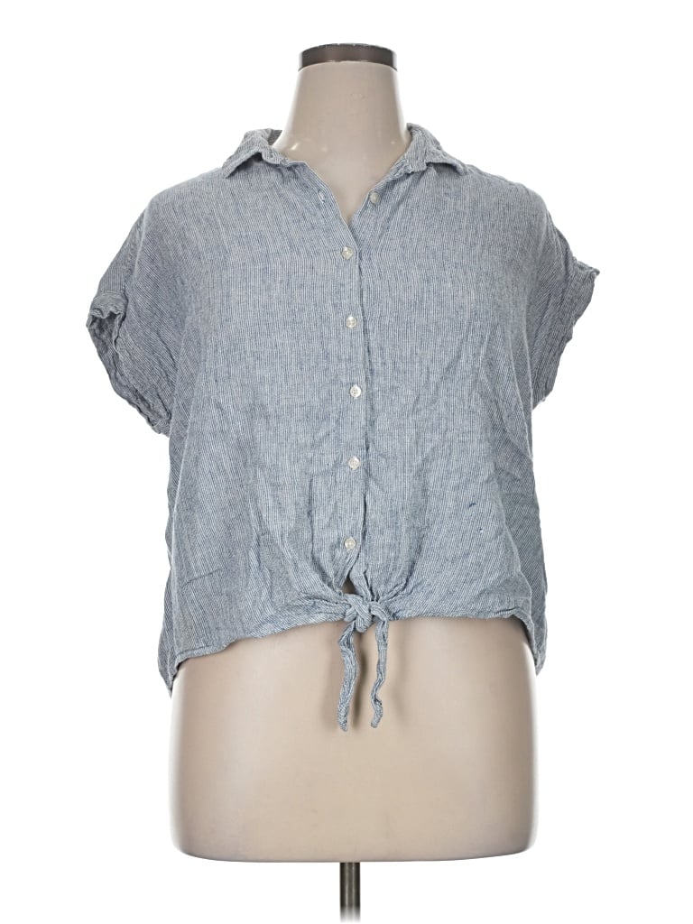 Pre-owned Weatherproof Short Sleeve Blouse In Blue