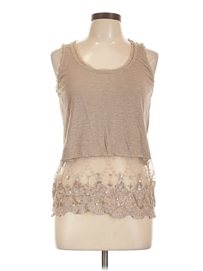 Pre-owned Threads 4 Thought Sleeveless Top Tan Scoop Neck Tops In Brown