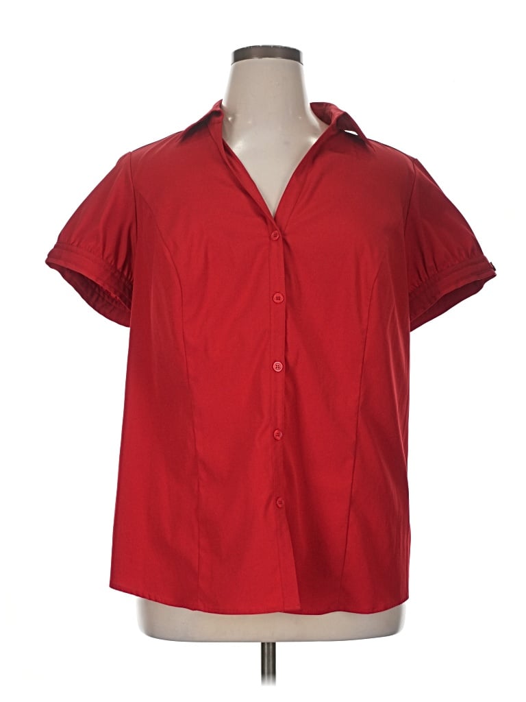 Pre-owned Style & Co Short Sleeve Blouse In Red