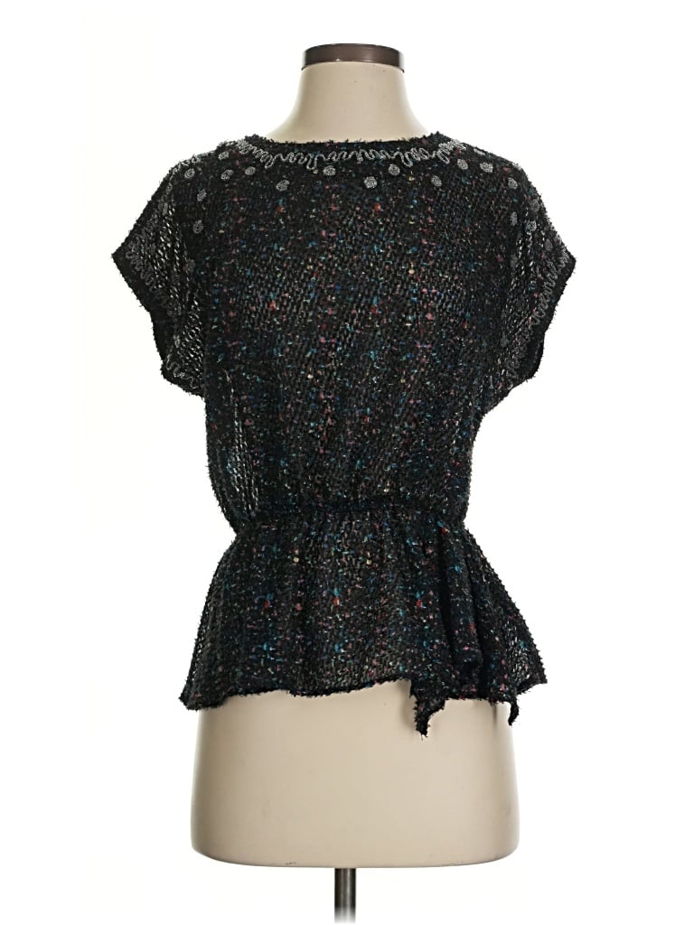 Pre-owned Isani Short Sleeve Blouse In Black