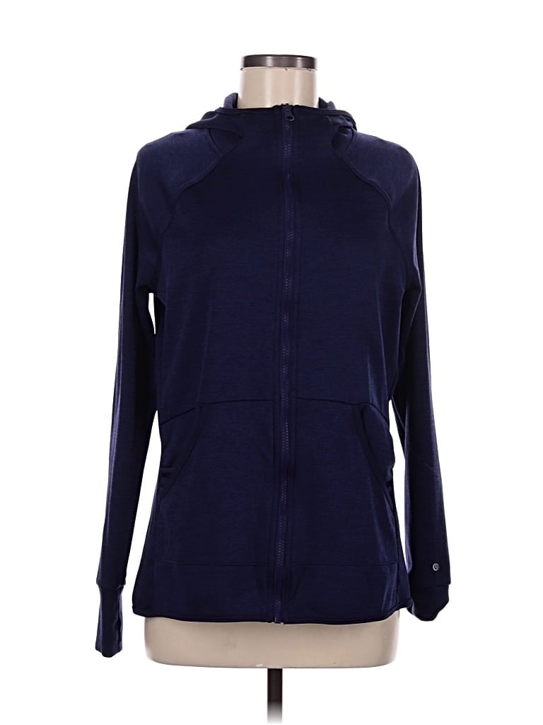 Pre-owned Champion Zip Up Hoodie In Blue