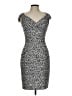 London Times 100% Polyester Animal Print Silver Cocktail Dress Size 10 - photo 1