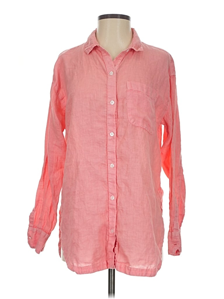 Pre-owned Athleta Long Sleeve Button Down Shirt In Pink