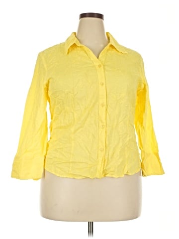 JM Collection 3/4 Sleeve Button-Down Shirt (view 1)