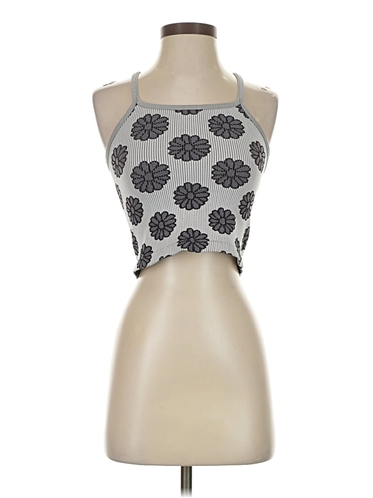 Pre-owned Aura Tank Top Gray Halter Neckline Tops