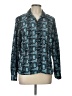 Elementz 100% Polyester Print Teal Long Sleeve Blouse Size L - photo 1