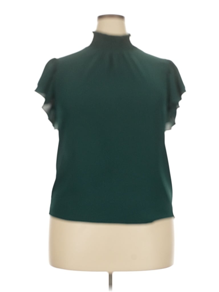 Pre-owned Unbranded Short Sleeve Blouse In Blue
