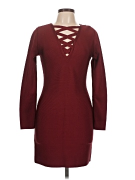 herve leger burgundy dress Herv Lger // Burgundy V-Neck Bandage Dress  VSP Consignment