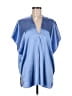 Adrienne Blue Short Sleeve Blouse Size M - photo 1