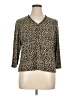 Dialogue Animal Print Brown 3/4 Sleeve Blouse Size XL - photo 1