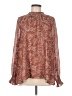 DR2 100% Polyester Paisley Burgundy Brown Long Sleeve Blouse Size L - photo 1
