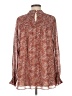 DR2 100% Polyester Paisley Burgundy Brown Long Sleeve Blouse Size L - photo 2