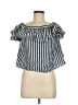 Everly Blue Short Sleeve Blouse Size L - photo 1