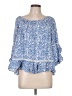 Fever 100% Rayon Blue 3/4 Sleeve Blouse Size L - photo 1