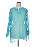 Sand N Sun 100% Polyester Teal Long Sleeve Blouse Size XL - photo 1