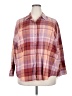 Old Navy Plaid Burgundy 3/4 Sleeve Button-Down Shirt Size XXL - photo 1