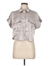 LIFE Metallic Silver Short Sleeve Blouse Size L - photo 1