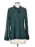 Acevog 100% Polyester Polka Dots Teal Long Sleeve Blouse Size S - photo 1