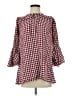 Capulet Checkered-gingham Burgundy 3/4 Sleeve Blouse Size XS - photo 1