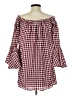 Capulet Checkered-gingham Burgundy 3/4 Sleeve Blouse Size XS - photo 2