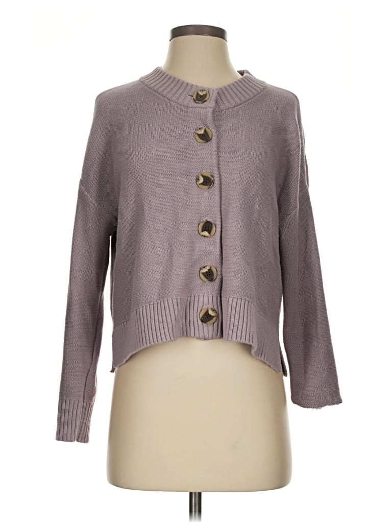 Pre-owned Quince Cardigan Sweater In Purple