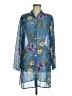 Susan Graver 100% Polyester Floral Blue 3/4 Sleeve Blouse Size M - photo 1