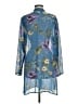 Susan Graver 100% Polyester Floral Blue 3/4 Sleeve Blouse Size M - photo 2