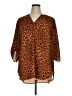 Worthington 100% Polyester Animal Print Orange 3/4 Sleeve Blouse Size 1X - photo 1