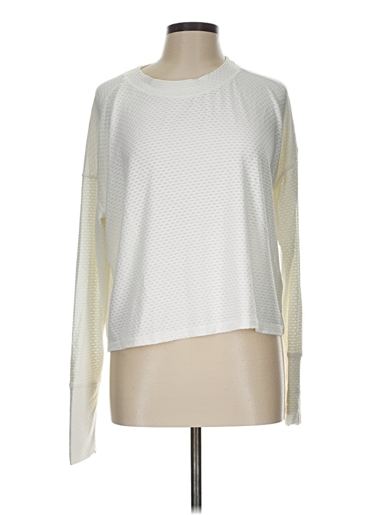 Pre-owned Calia Long Sleeve Top Ivory Crew Neck Tops In White
