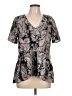 Caramela Paisley Gray Short Sleeve Blouse Size L - photo 1