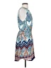 Renee C. 100% Polyester Print Blue Casual Dress Size M (estimated) - photo 4