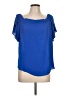 Q&A 100% Polyester Blue Short Sleeve Blouse Size L - photo 1