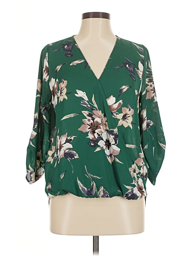 Pre-owned West Kei 3/4 Sleeve Blouse In Green