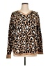 Kim Rogers 100% Cotton Animal Print Brown Pullover Sweater Size XL - photo 1