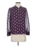 Ann Taylor 100% Polyester Hearts Purple Long Sleeve Blouse Size S - photo 1