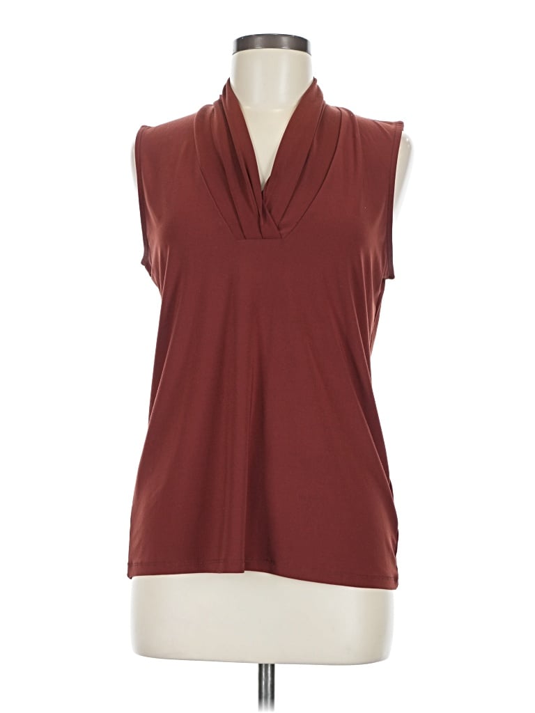 Pre-owned Anne Klein Sleeveless T-shirt In Burgundy